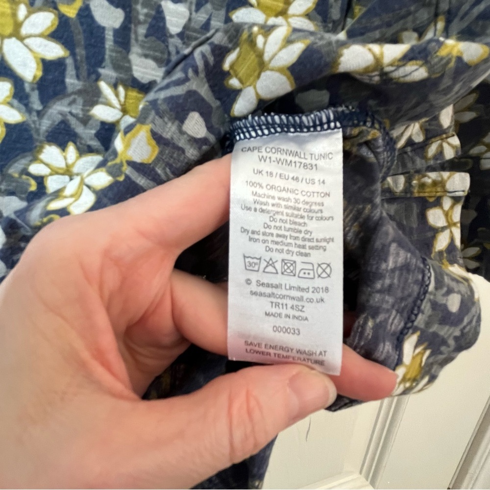 Seasalt Cornwall Floral Blue and Yellow Women's Tunic Size 10 - Picture 7 of 13